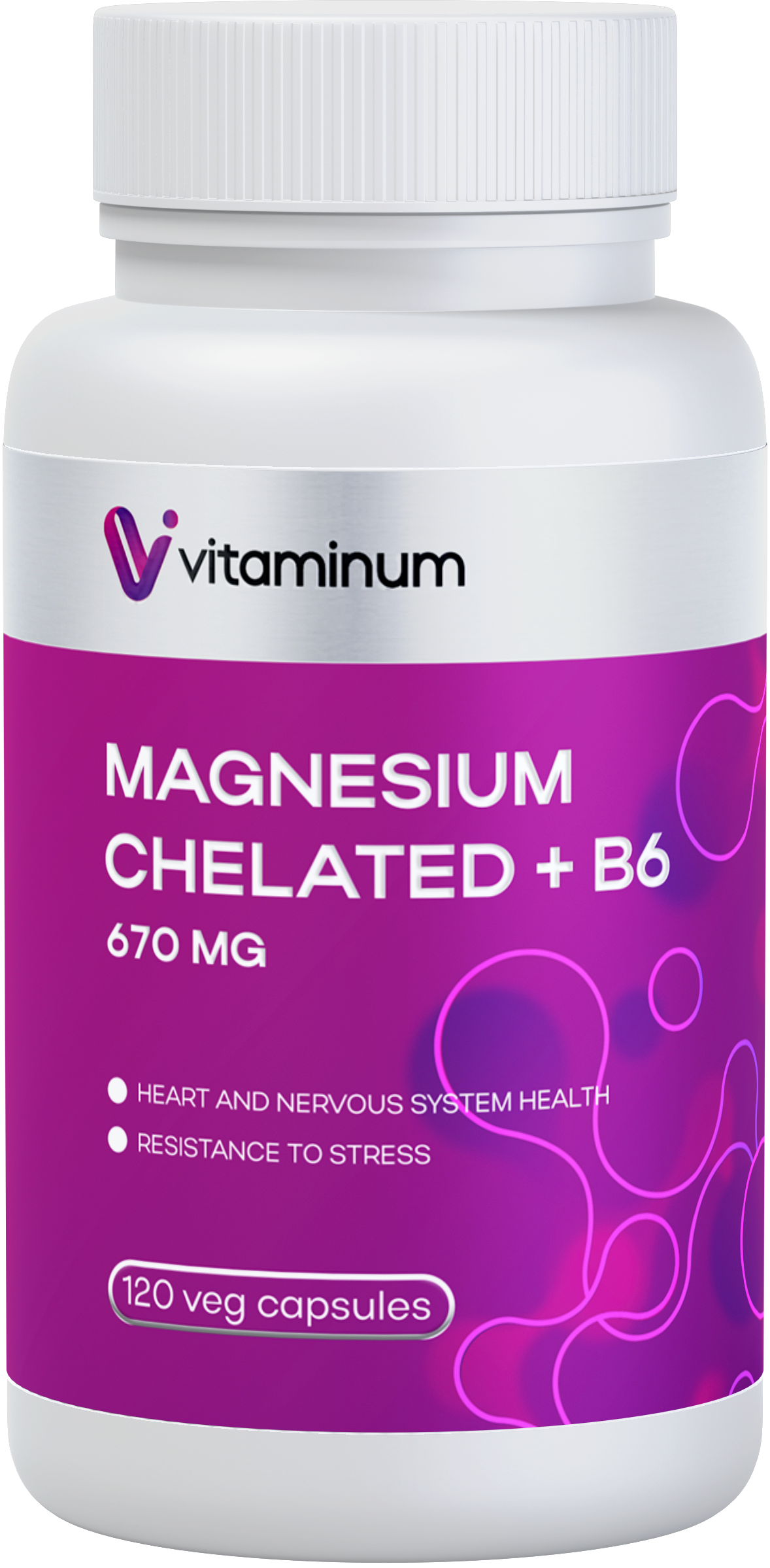  Vitaminum МАГНИЙ ХЕЛАТ + витамин В6 (670 MG) 120 капсул 800 мг  в Новочебоксарске